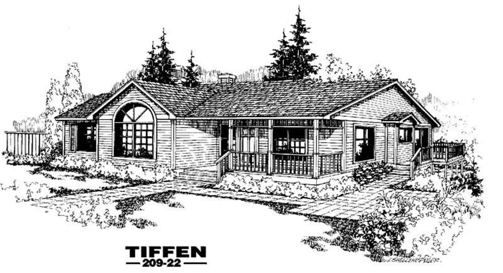 Front view of Country home (ThePlanCollection: House Plan #145-1228)