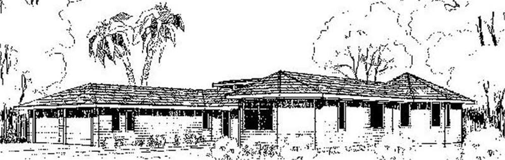Front view of Ranch home (ThePlanCollection: House Plan #145-1239)