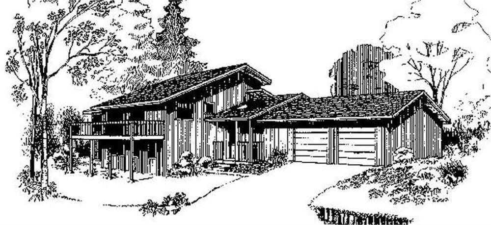 Front view of Log Cabin home (ThePlanCollection: House Plan #145-1241)