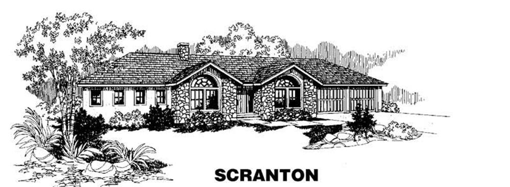 Front view of Ranch home (ThePlanCollection: House Plan #145-1242)