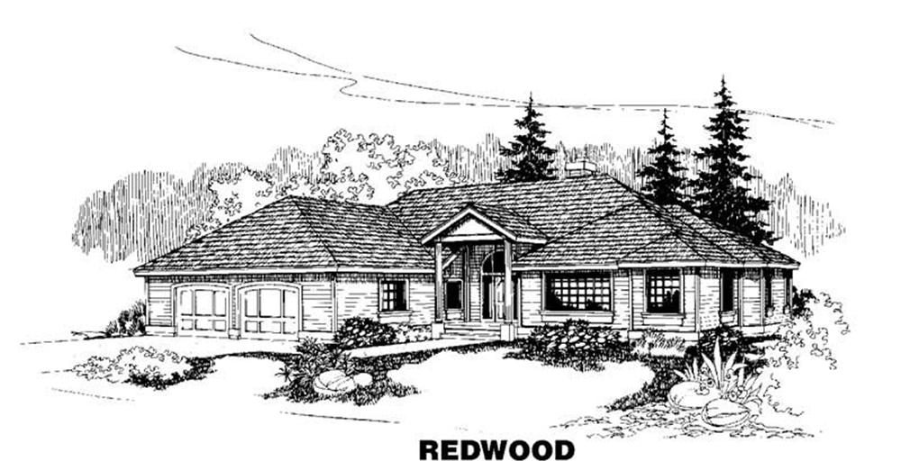 Front view of Ranch home (ThePlanCollection: House Plan #145-1247)