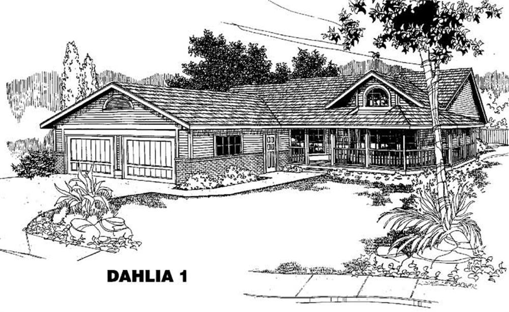 Front view of Country home (ThePlanCollection: House Plan #145-1248)