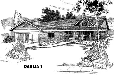 3-Bedroom, 1485 Sq Ft Country House Plan - 145-1248 - Front Exterior