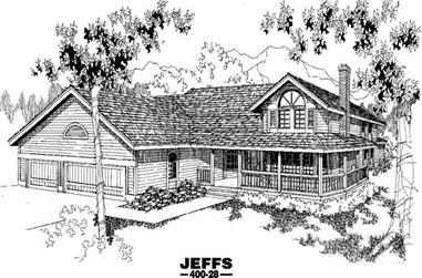 3-Bedroom, 2598 Sq Ft Country House Plan - 145-1262 - Front Exterior
