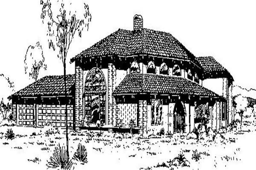 Front view of Southwest home (ThePlanCollection: House Plan #145-1269)