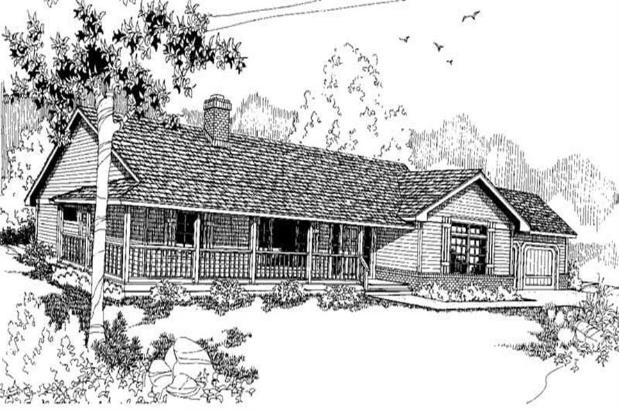 Front view of Country home (ThePlanCollection: House Plan #145-1272)