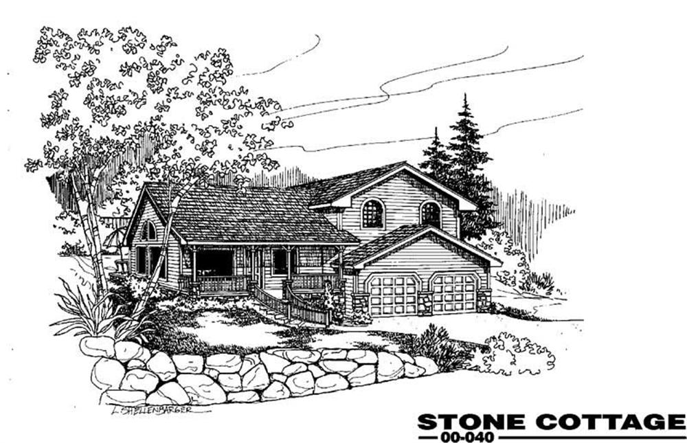 Front view of Country home (ThePlanCollection: House Plan #145-1274)