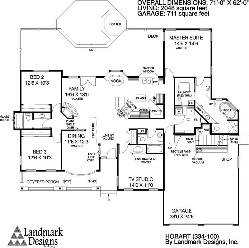 Floor Plan First Story of Ranch Plan #145-1275