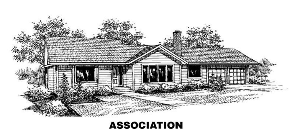 Front view of Ranch home (ThePlanCollection: House Plan #145-1283)