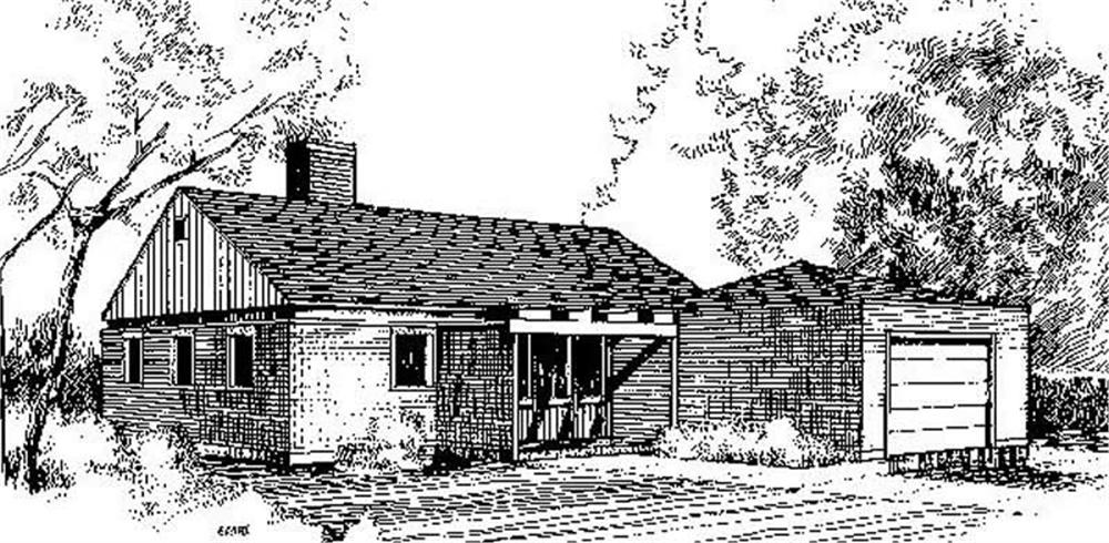 Front view of Ranch home (ThePlanCollection: House Plan #145-1292)