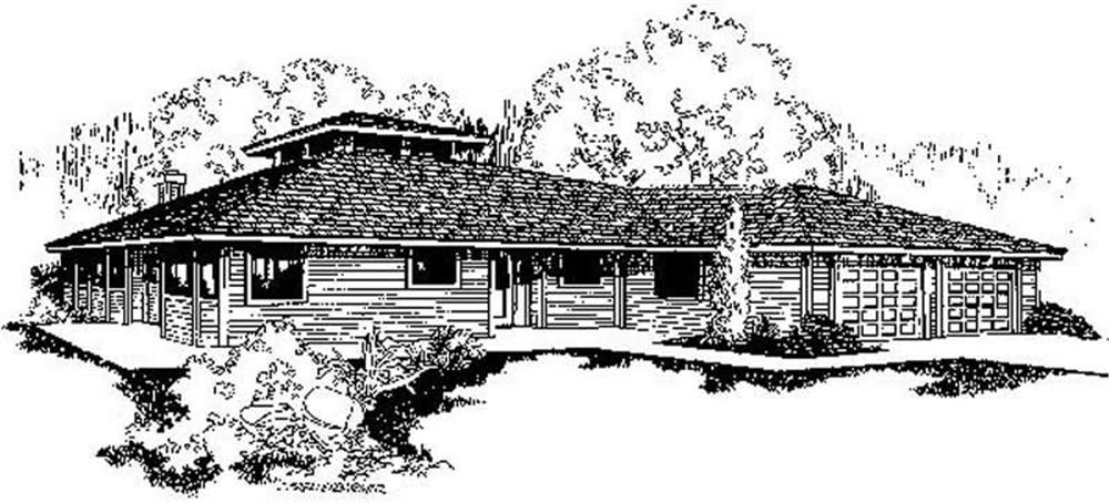 Front view of Ranch home (ThePlanCollection: House Plan #145-1293)