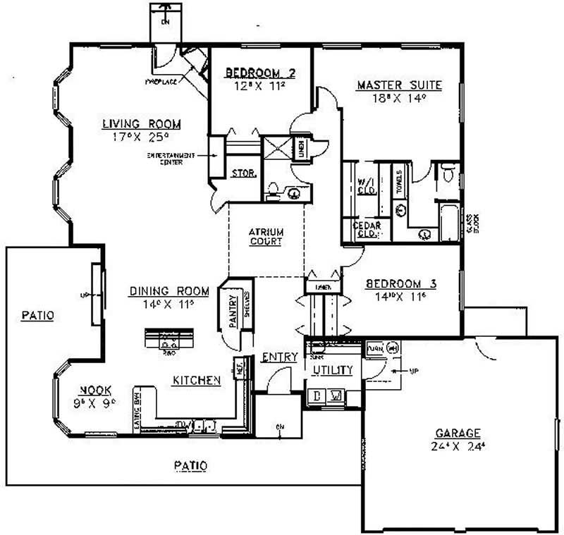 Floor Plan First Story of Ranch Plan #145-1293