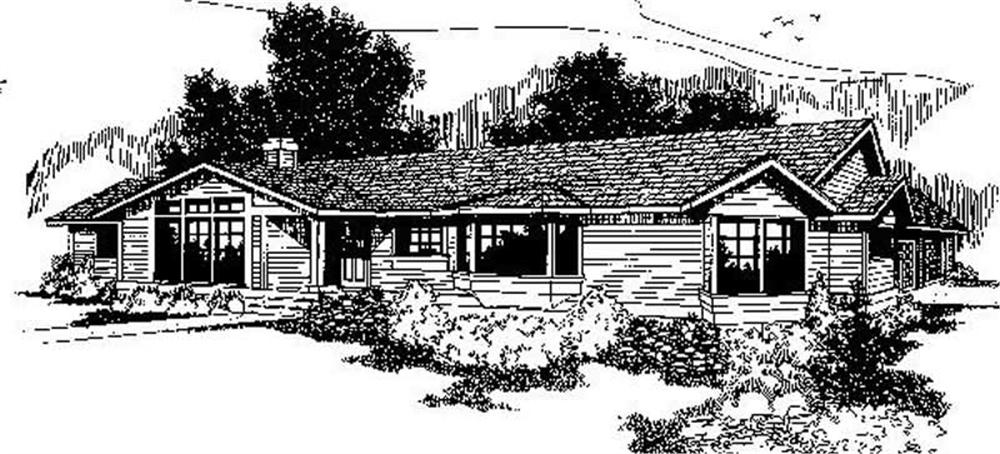 Front view of Ranch home (ThePlanCollection: House Plan #145-1294)