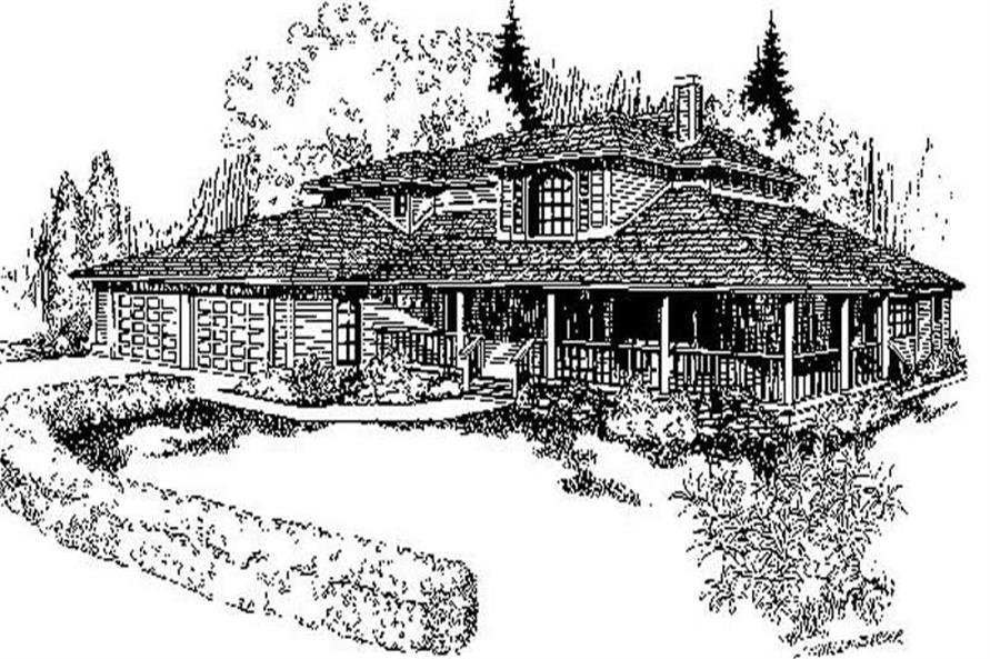 Front view of Country home (ThePlanCollection: House Plan #145-1295)