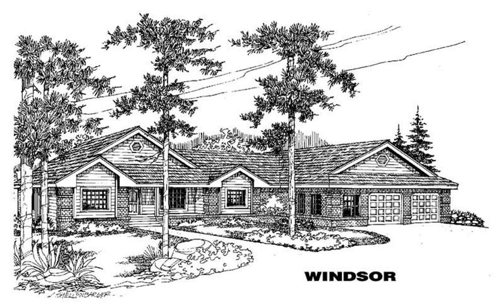 Front view of Ranch home (ThePlanCollection: House Plan #145-1297)