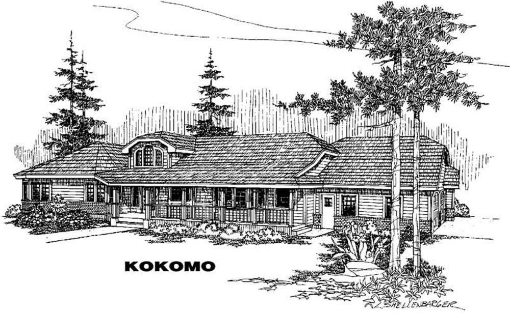Front view of Ranch home (ThePlanCollection: House Plan #145-1298)