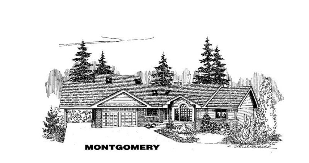 Front view of Ranch home (ThePlanCollection: House Plan #145-1299)