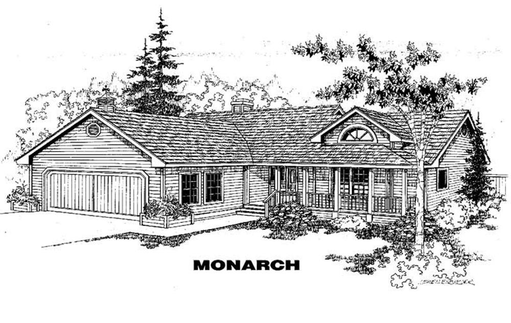 Front view of Country home (ThePlanCollection: House Plan #145-1301)