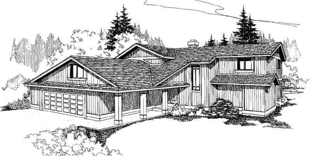 Front view of Contemporary home (ThePlanCollection: House Plan #145-1303)