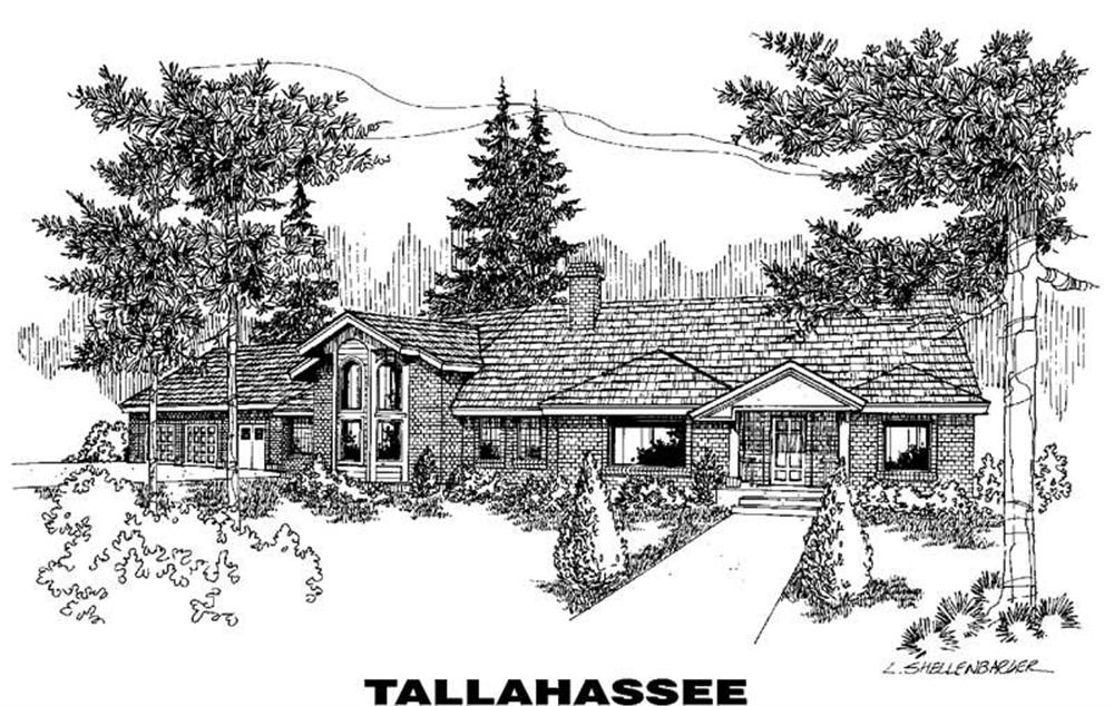 Front view of Ranch home (ThePlanCollection: House Plan #145-1305)