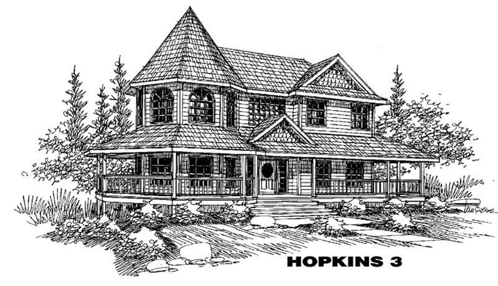 Front view of Victorian home (ThePlanCollection: House Plan #145-1307)