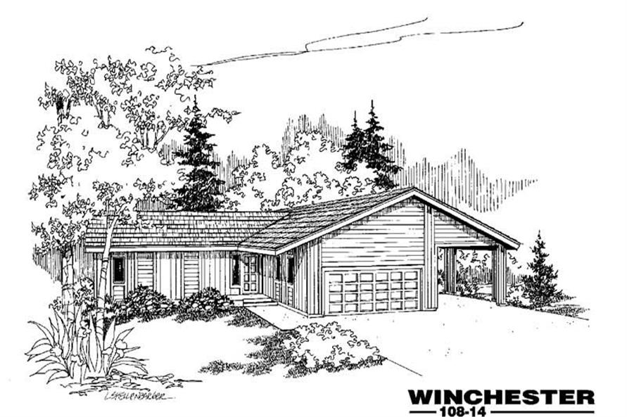 3-Bedroom, 1152 Sq Ft Ranch House Plan - 145-1314 - Front Exterior