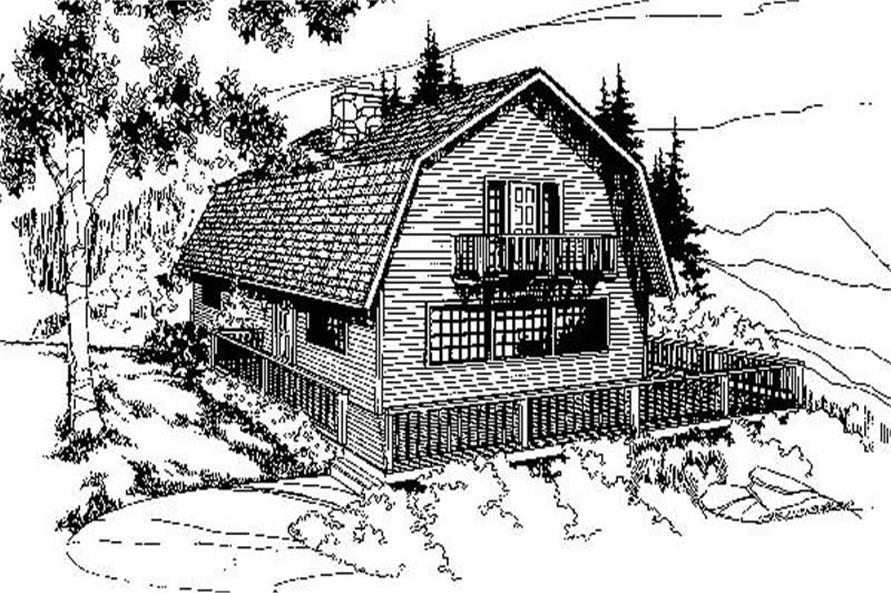 Front view of Farmhouse home (ThePlanCollection: House Plan #145-1321)