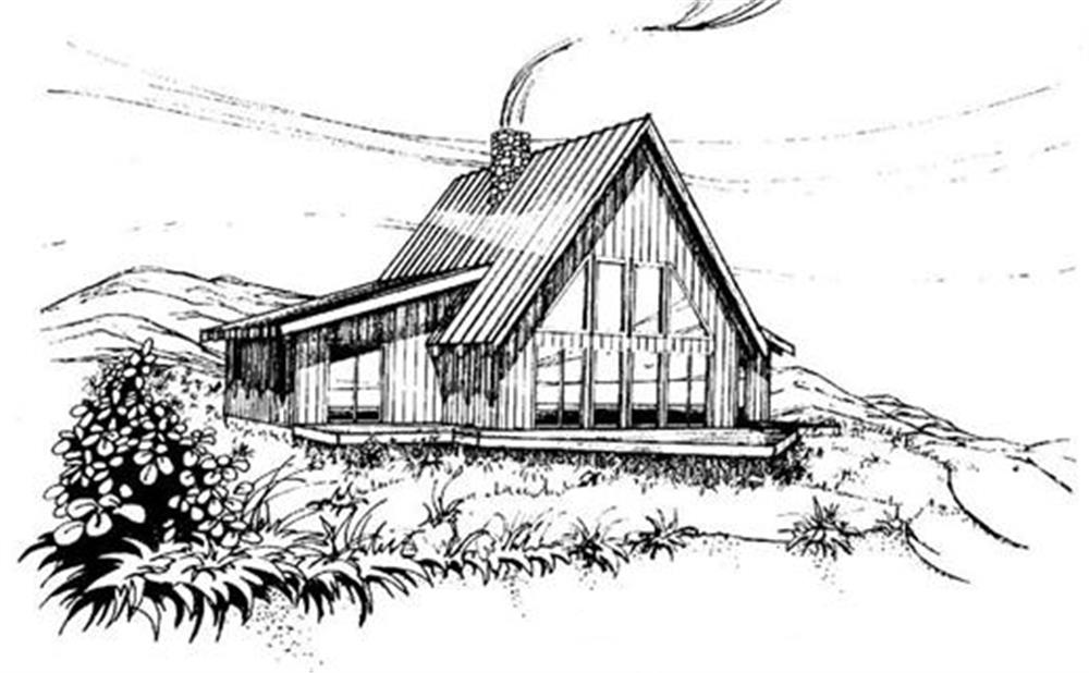 Front view of A Frame home (ThePlanCollection: House Plan #145-1325)