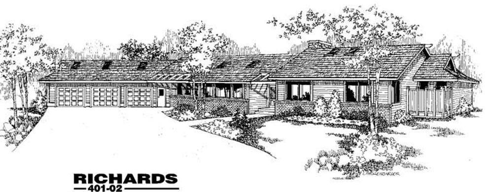 Front view of Ranch home (ThePlanCollection: House Plan #145-1331)