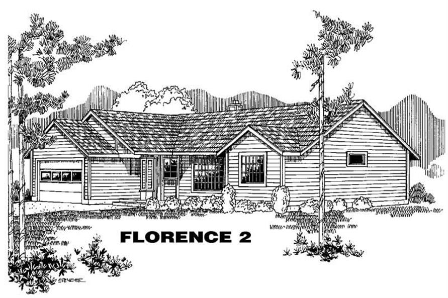 Front view of Ranch home (ThePlanCollection: House Plan #145-1346)