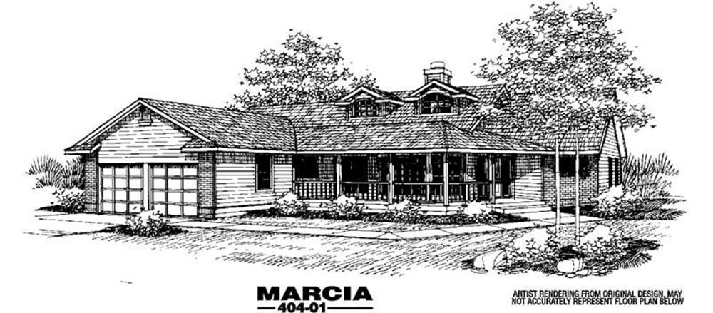 Front view of Country home (ThePlanCollection: House Plan #145-1350)