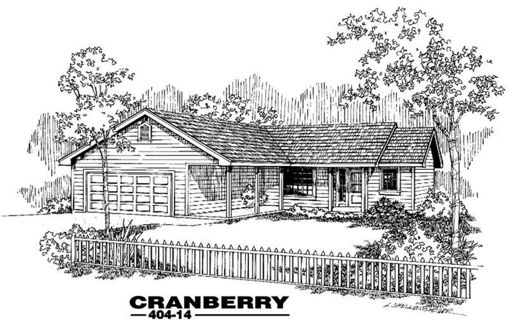 Front view of Ranch home (ThePlanCollection: House Plan #145-1352)