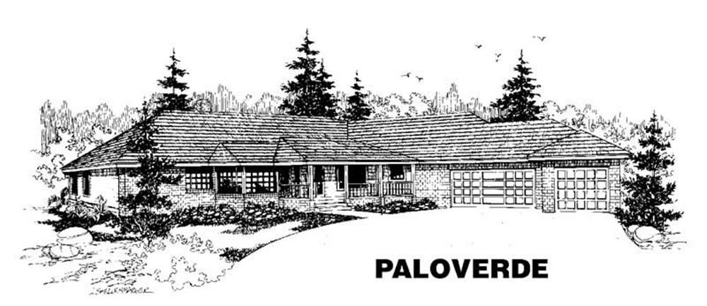 Front view of Ranch home (ThePlanCollection: House Plan #145-1359)