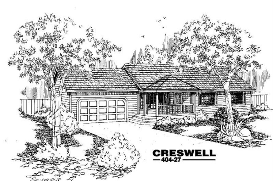 Front view of Country home (ThePlanCollection: House Plan #145-1363)