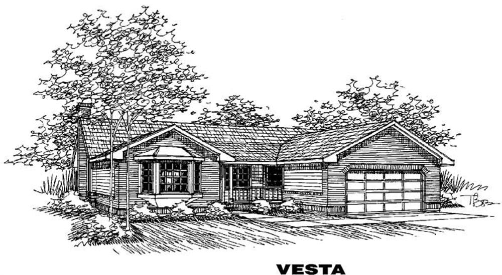 Front view of Country home (ThePlanCollection: House Plan #145-1366)