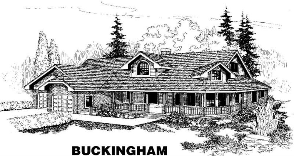 Front view of Country home (ThePlanCollection: House Plan #145-1368)