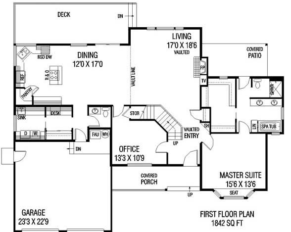 Floor Plan First Story of Plan #145-1369