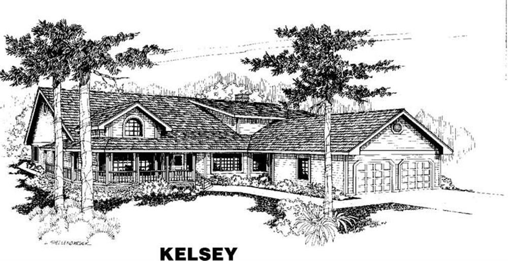 Front view of Country home (ThePlanCollection: House Plan #145-1372)