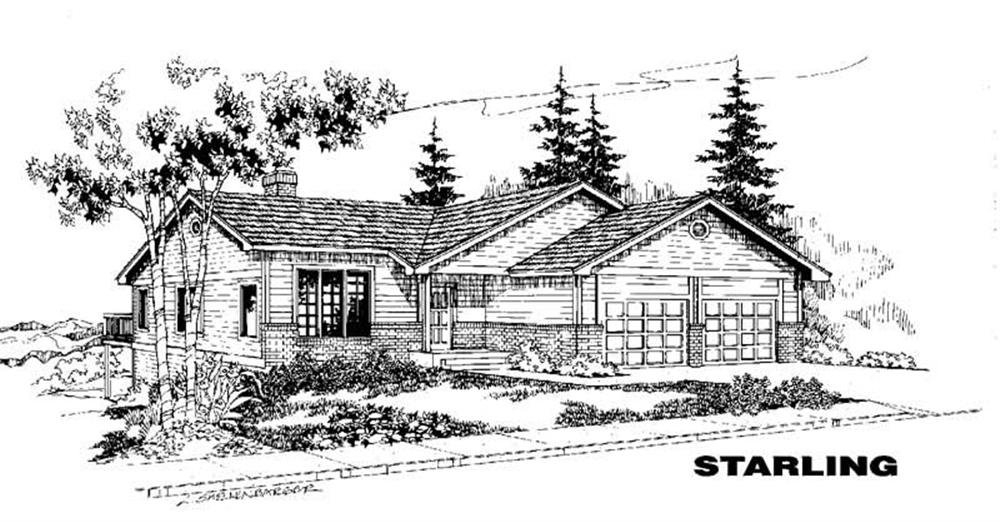 Front view of Ranch home (ThePlanCollection: House Plan #145-1373)