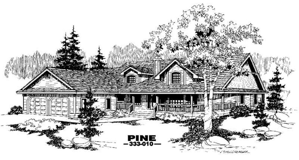 Front view of Ranch home (ThePlanCollection: House Plan #145-1381)