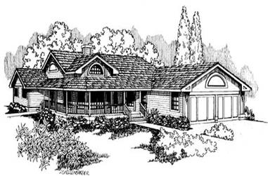 3-Bedroom, 2342 Sq Ft Ranch House Plan - 145-1384 - Front Exterior