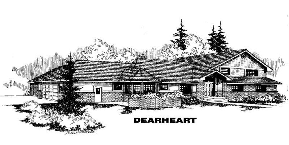 Front view of Country home (ThePlanCollection: House Plan #145-1385)