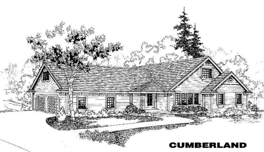 Front view of 1 1/2 Story home (ThePlanCollection: House Plan #145-1387)