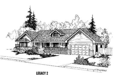3-Bedroom, 1701 Sq Ft Ranch House Plan - 145-1393 - Front Exterior
