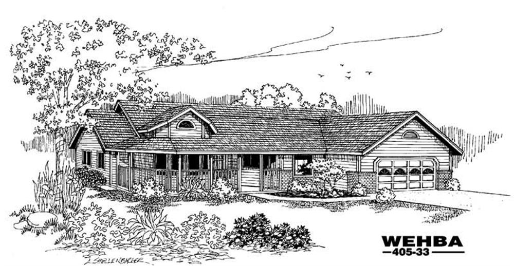 Front view of Southern home (ThePlanCollection: House Plan #145-1394)