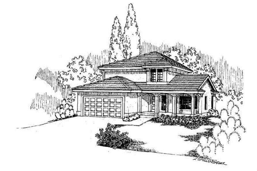 Front elevation of Bungalow home (ThePlanCollection: House Plan #145-1397)