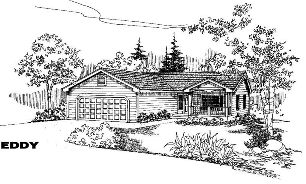 Front view of Country home (ThePlanCollection: House Plan #145-1398)