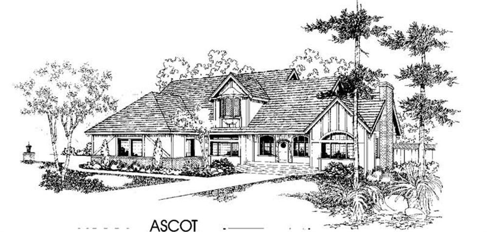 Front view of Luxury home (ThePlanCollection: House Plan #145-1401)