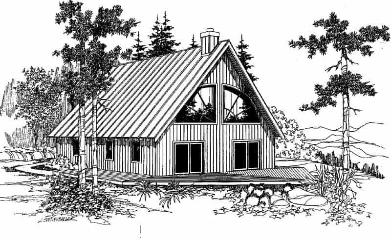 Home Plan Front Elevation of this 2-Bedroom,1423 Sq Ft Plan -145-1407