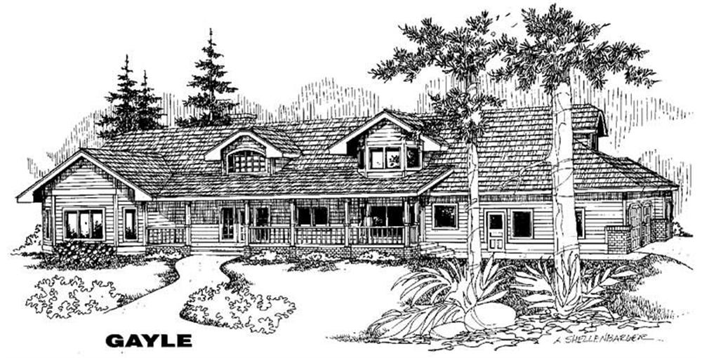 Front view of Ranch home (ThePlanCollection: House Plan #145-1409)